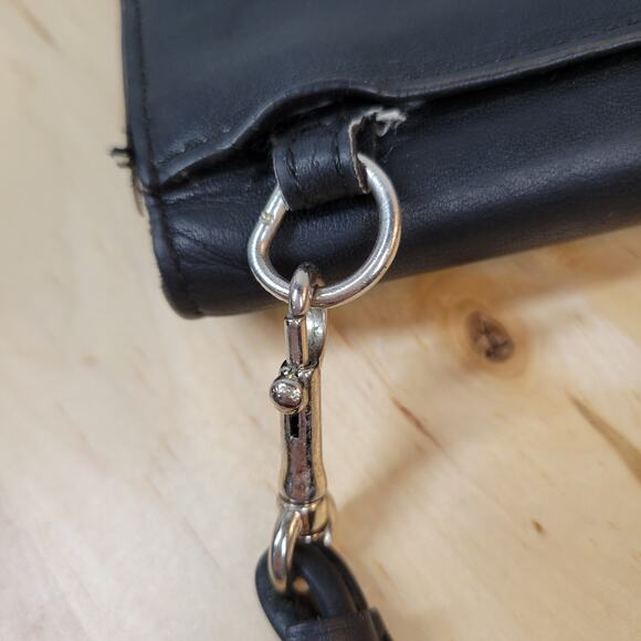 Vintage Coach Crossbody Wallet‎ Womens 6"x4" Black Envelope Leather TriFold Bag - Picture 12 of 12